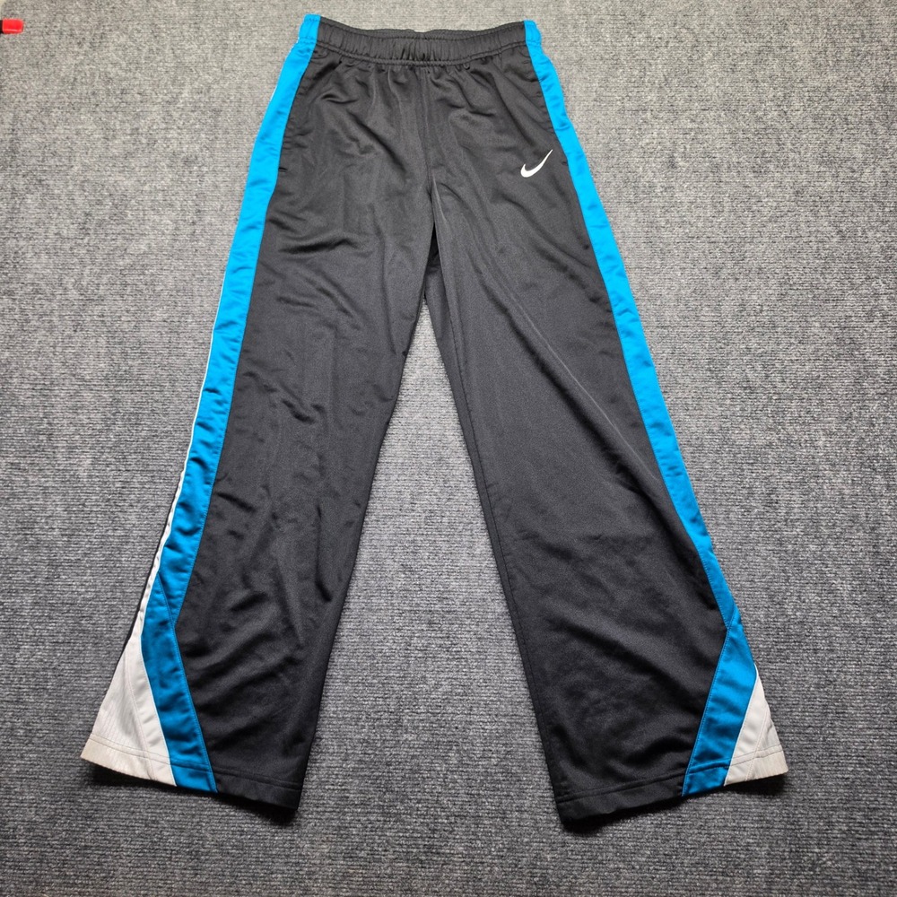Nike Boys Black Blue Side Stripe Athletic Track Pants Large 542233-012